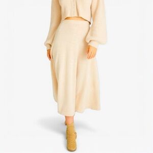 LoveShackFancy Cashmere Cream Midi Skirt Size 14/XXL
